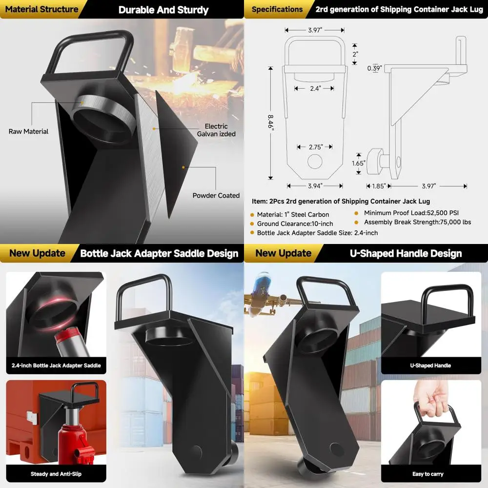 Shipping Container Jack - Lifter & Leveler for Containers, Ideal for Container Homes and Storage
Shipping Container Jack - Lifter & Leveler for Containers, Ideal for Container Homes and Storage