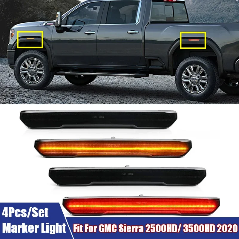 4Pcs Car Front Rear LED Side Marker Lights LED Turn Signal Signal Lamps Fit For GMC Sierra 2500HD/ 3500HD 2020 Car Accessories
4Pcs Car Front Rear LED Side Marker Lights LED Turn Signal Signal Lamps Fit For GMC Sierra 2500HD/ 3500HD 2020 Car Accessories