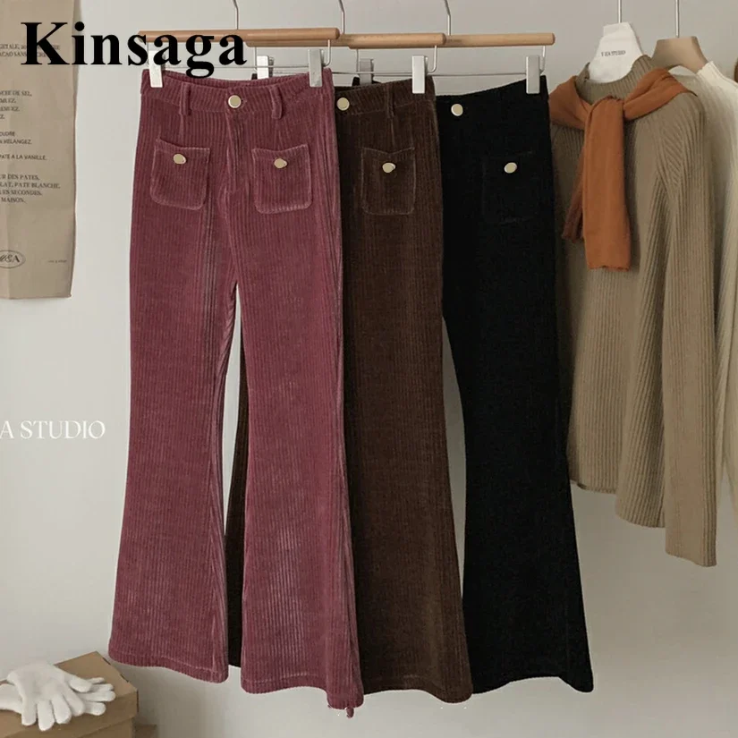 Women Vintage Retro Korean MID-WALE Corduroy Flare Pants Small Pockets High Waist Wide Leg Wine Red Kakhi Wale Cord Bell Bottoms
Women Vintage Retro Korean MID-WALE Corduroy Flare Pants Small Pockets High Waist Wide Leg Wine Red Kakhi Wale Cord Bell Bottoms