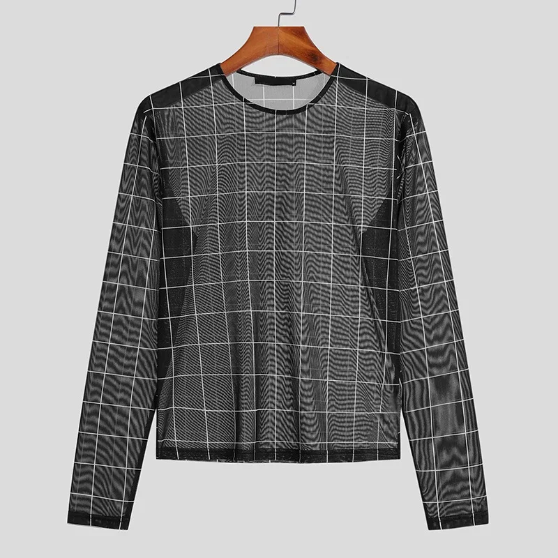 2023 Men's Transparent Plaid T-shirts Long Sleeve Sexy Slim Streetwear O Neck Fashion Tops
2023 Men's Transparent Plaid T-shirts Long Sleeve Sexy Slim Streetwear O Neck Fashion Tops