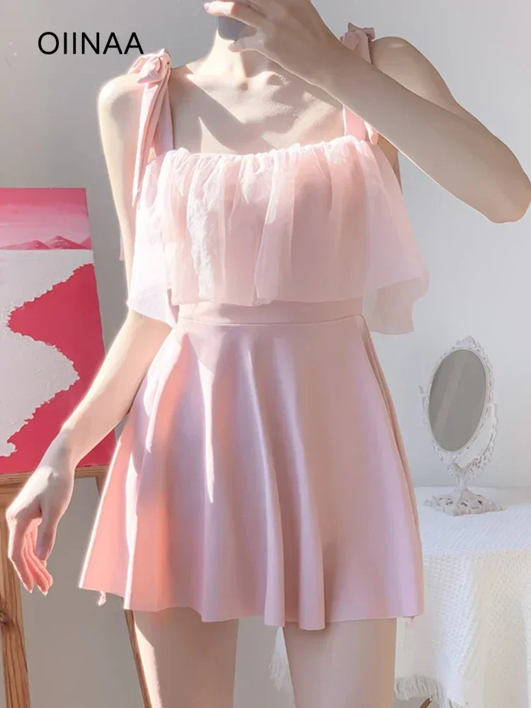 OIINAA Bathing Suit Women Sweet Girls Hot Spring Swimwear Lace Up Swimsuit Dress Pink Bathing Fashion Bodysuit 2025 Beachwear
OIINAA Bathing Suit Women Sweet Girls Hot Spring Swimwear Lace Up Swimsuit Dress Pink Bathing Fashion Bodysuit 2025 Beachwear