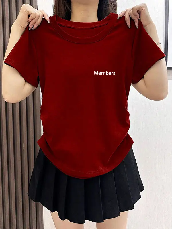 Футболка женская модная с круглым вырезом, плиссированная, с эффектом утяжки на талии, цвета красного вина, из смесового хлопка и полиэстера
Футболка женская модная с круглым вырезом, плиссированная, с эффектом утяжки на талии, цвета красного вина, из смесового хлопка и полиэстера