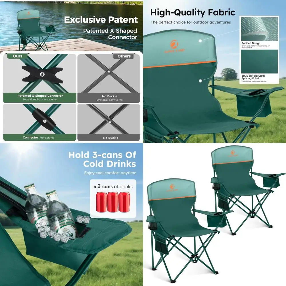 Camping Chair 2 Pack Portable Chair with 3-Can Cooler Folding Chair with Side Pocket and Cup Holder, Collapsible for Camping, Ta
Camping Chair 2 Pack Portable Chair with 3-Can Cooler Folding Chair with Side Pocket and Cup Holder, Collapsible for Camping, Ta