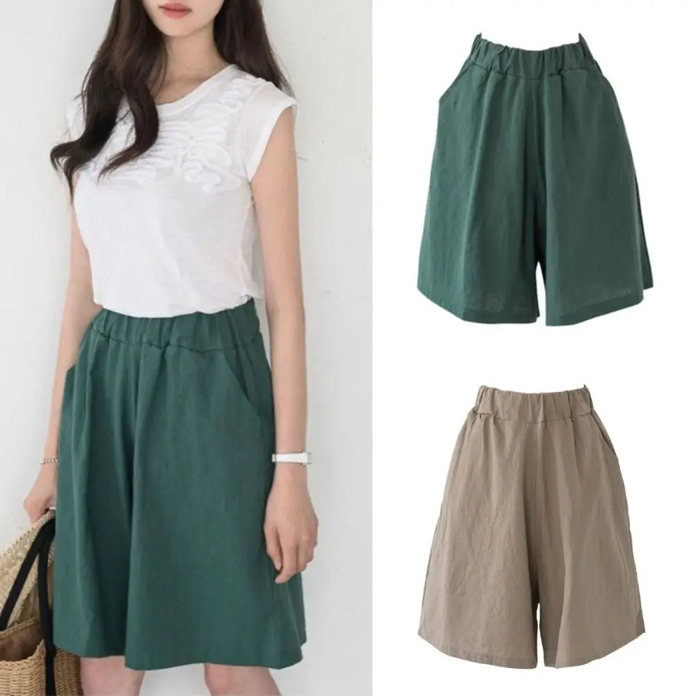 Fashion Elastic Waist Women Fifth Pants Plus Size Loose Casual Shorts Large Pocket Linen Cotton Knee Length Trousers Beach
Fashion Elastic Waist Women Fifth Pants Plus Size Loose Casual Shorts Large Pocket Linen Cotton Knee Length Trousers Beach