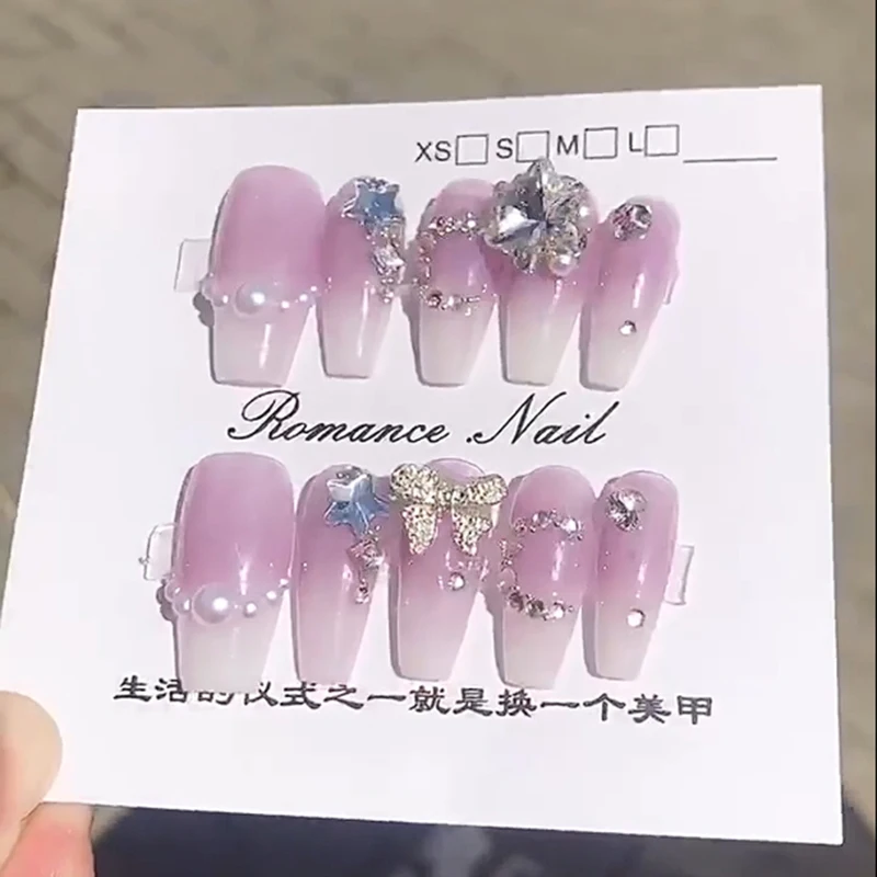 10Pcs Lavender Handmade Nails French butterfly Diamond Pearl Chain Glossy False Nail for Women&Girl Removable Wearable Nail
10Pcs Lavender Handmade Nails French butterfly Diamond Pearl Chain Glossy False Nail for Women&Girl Removable Wearable Nail