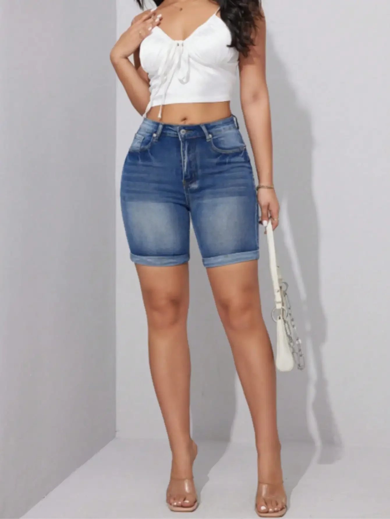 Women High Waist Ripped Denim Shorts For Women Stretch Skinny Knee Length Jeans Shorts Female Clothing Causal Summer Fold Hem Stretchy Long Denim Shorts 7 Inch Inseam Straight Leg Jean Casual Trouser
Women High Waist Ripped Denim Shorts For Women Stretch Skinny Knee Length Jeans Shorts Female Clothing Causal Summer Fold Hem Stretchy Long Denim Shorts 7 Inch Inseam Straight Leg Jean Casual Trouser