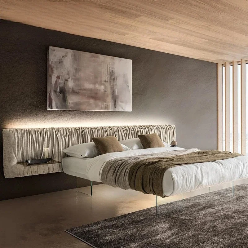 #For Modern double bed with delicate horizontal pleated leather headboard with LED night light big levitating beds
#For Modern double bed with delicate horizontal pleated leather headboard with LED night light big levitating beds