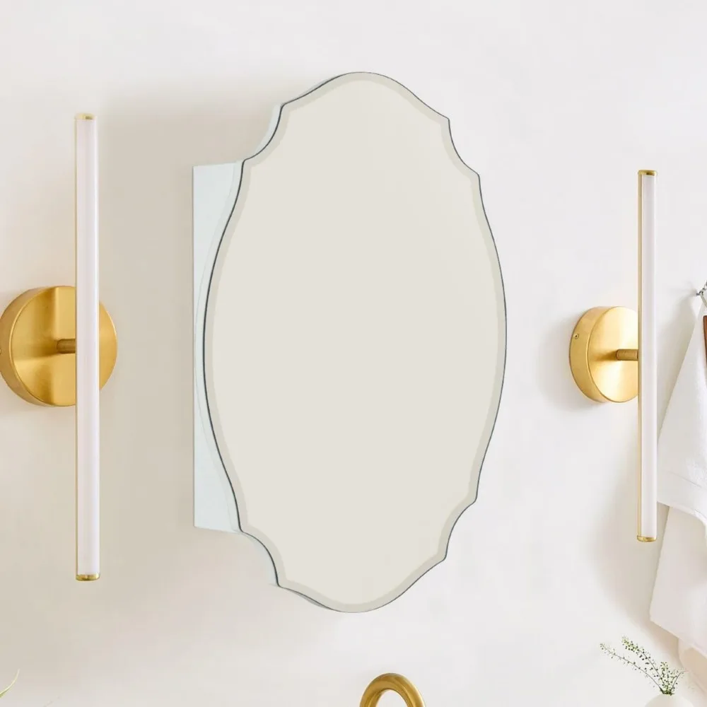 Frameless Oval Medicine Cabinet with Beveled Mirror and Storage 19x24
Frameless Oval Medicine Cabinet with Beveled Mirror and Storage 19x24