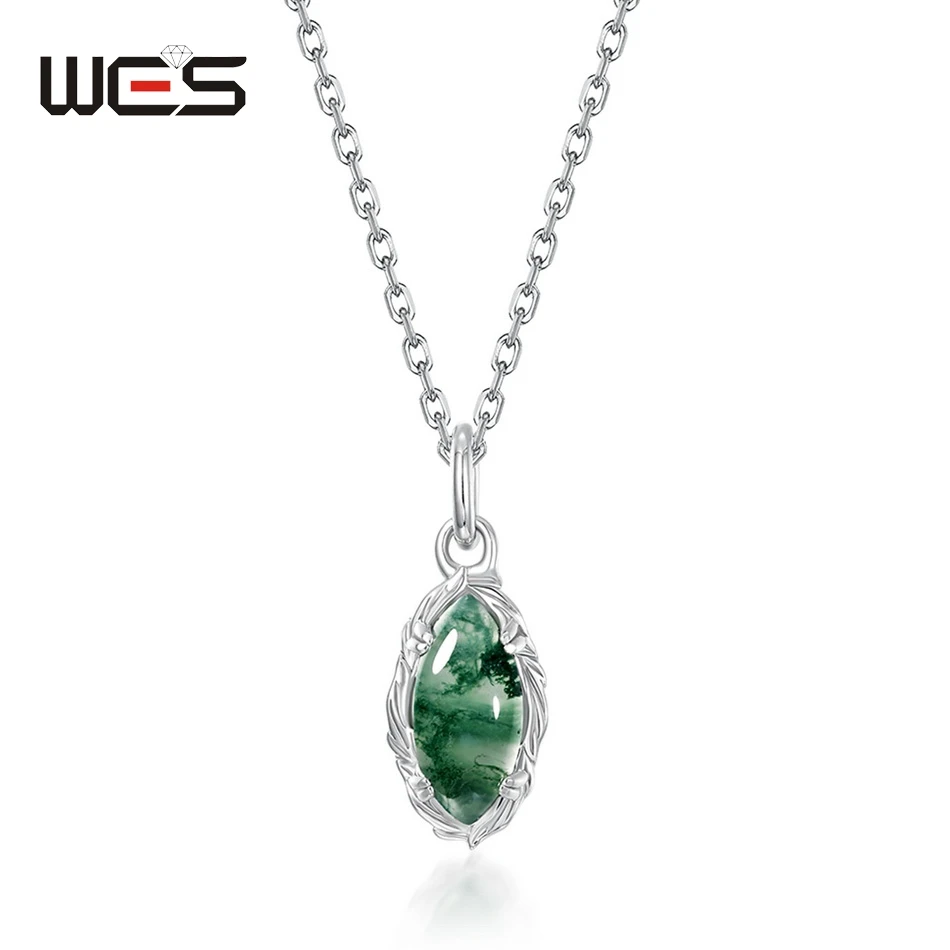 WES 925 Sterling Silver Marquise Pendant Necklace for Woman 4*9mm Natural Moss Agate Gem Certified Jewelry Engagement Wholesale
WES 925 Sterling Silver Marquise Pendant Necklace for Woman 4*9mm Natural Moss Agate Gem Certified Jewelry Engagement Wholesale
