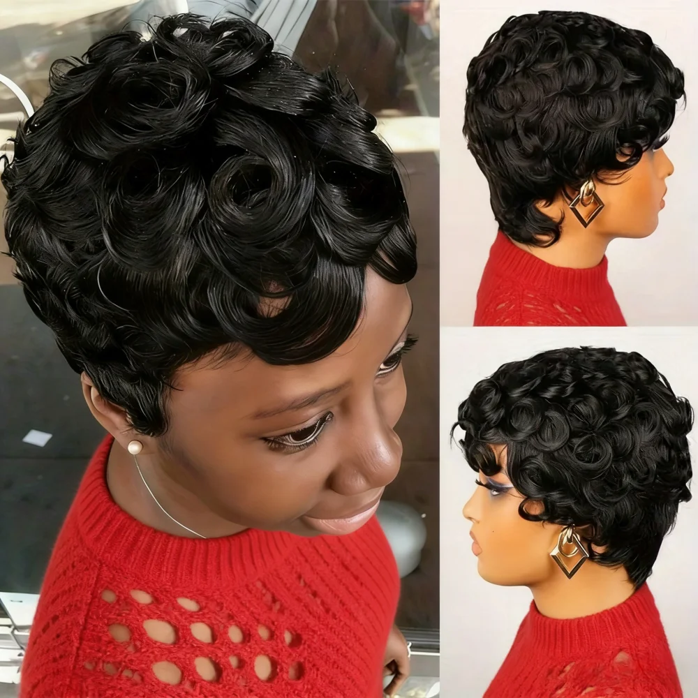 Парик с стрижкой пикси из человеческих волос с короткими слоями и челкой - натуральный черный парик 150% плотности, полностью машинного производства для женщин
Парик с стрижкой пикси из человеческих волос с короткими слоями и челкой - натуральный черный парик 150% плотности, полностью машинного производства для женщин