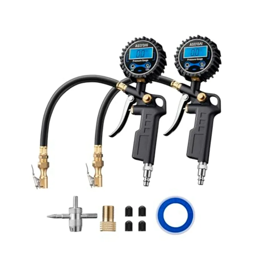 Digital Tire Pressure Gauge with Inflator 2 Pack 3-250 PSI 0.1 Display Resolution Black Durable
Digital Tire Pressure Gauge with Inflator 2 Pack 3-250 PSI 0.1 Display Resolution Black Durable