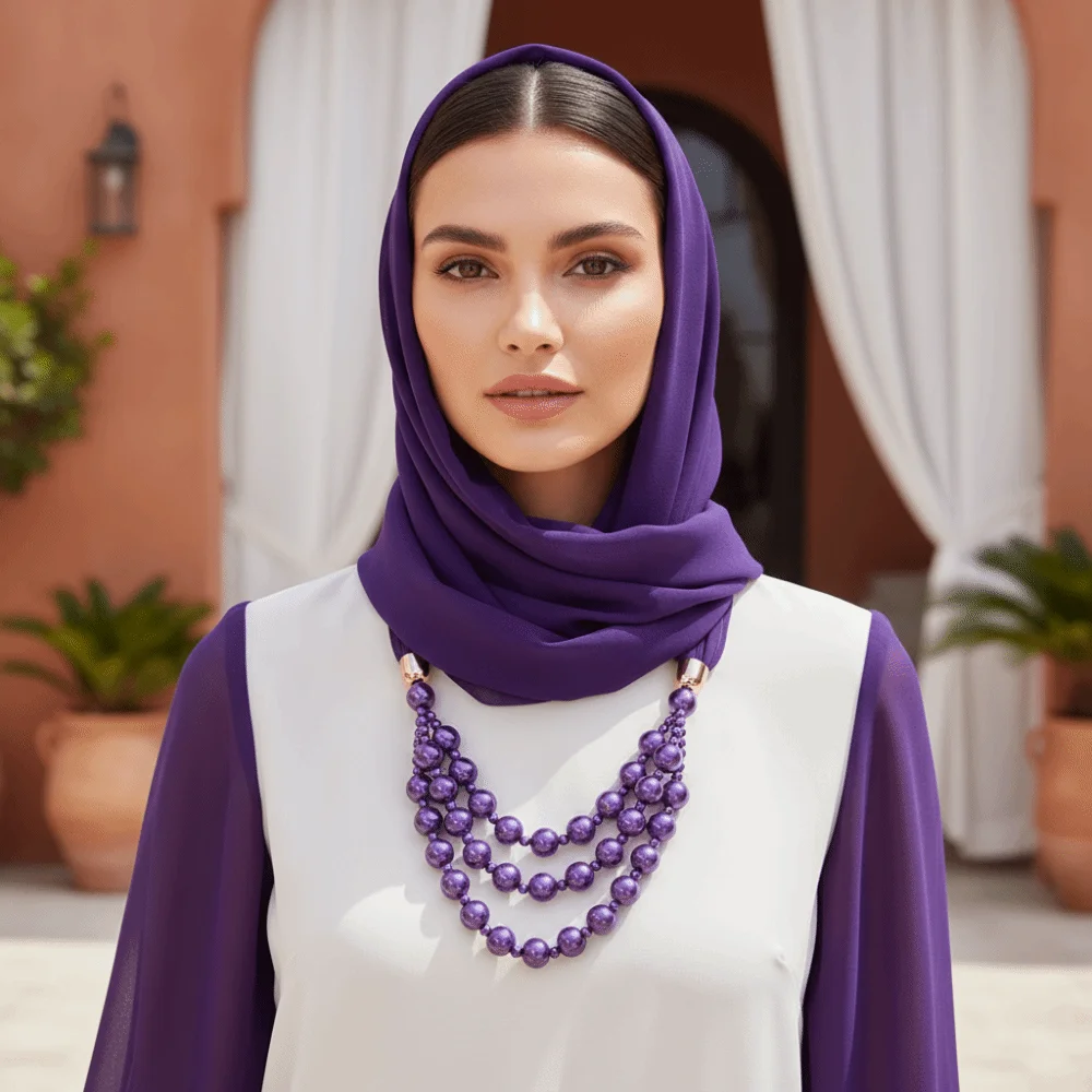 Chiffon Scarf Necklace Jewelry Layered Lightweight Pearl Pendant Hijab Two-in-one Bohemian Chiffon Head Wrap Party
Chiffon Scarf Necklace Jewelry Layered Lightweight Pearl Pendant Hijab Two-in-one Bohemian Chiffon Head Wrap Party