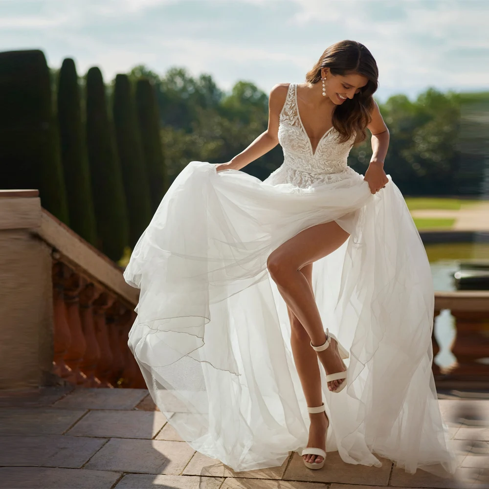 2025 Vintage Tulle Women Wedding Dresses Graceful Sleeveless Backless A-Line Bridal Gowns Banquet Vestidos De Novias Customized
2025 Vintage Tulle Women Wedding Dresses Graceful Sleeveless Backless A-Line Bridal Gowns Banquet Vestidos De Novias Customized