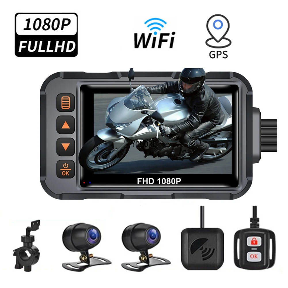 Motorcycle Dual Lens 1080P WIFI GPS DVR Full Body Waterproof Dash Cam HD Front Rear Driving Video Recorder 3inch Display
Motorcycle Dual Lens 1080P WIFI GPS DVR Full Body Waterproof Dash Cam HD Front Rear Driving Video Recorder 3inch Display