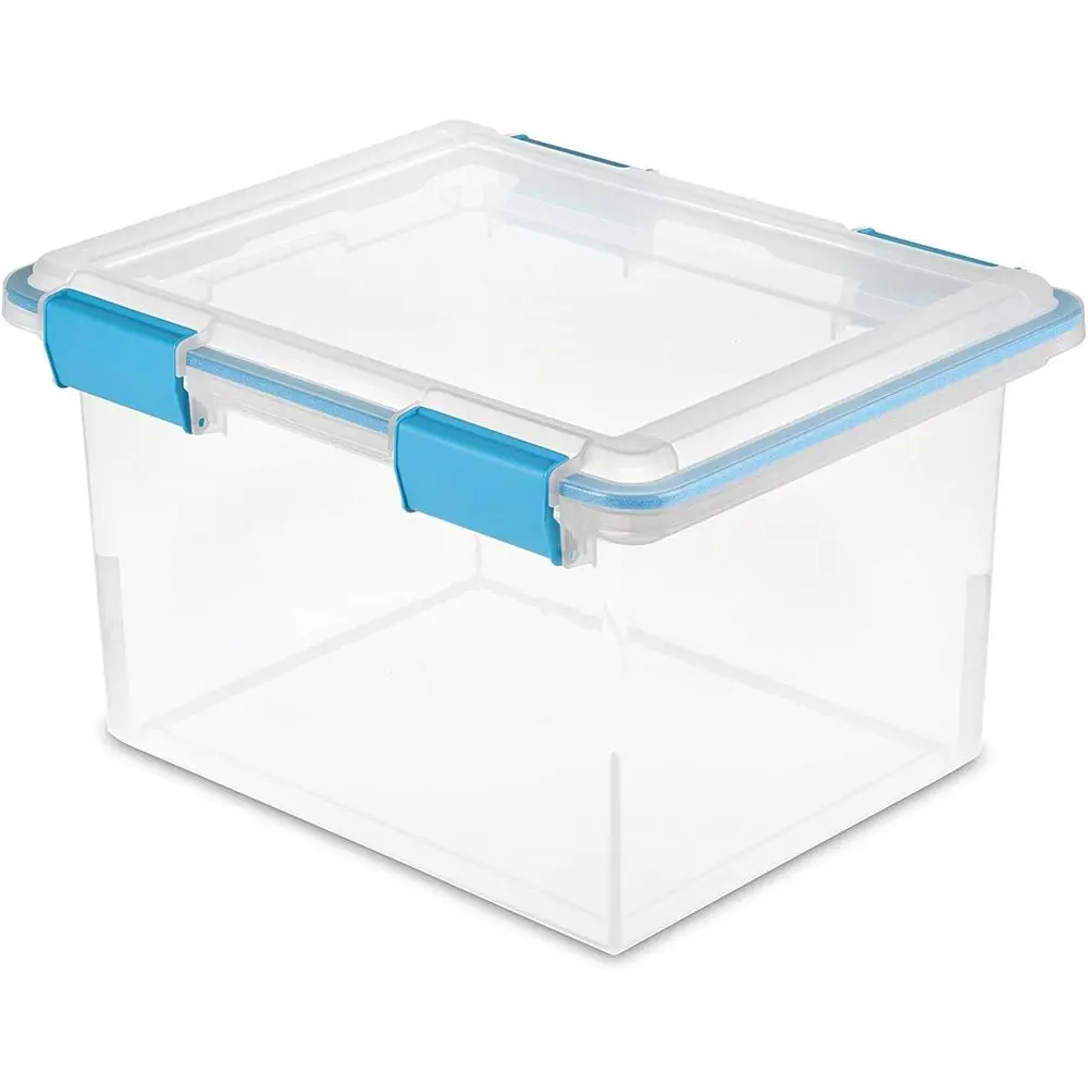 Stackable 32-Quart Clear Plastic Storage Containers with Blue Gasket Lids, 20-Pack for Home and Office Organization
Stackable 32-Quart Clear Plastic Storage Containers with Blue Gasket Lids, 20-Pack for Home and Office Organization