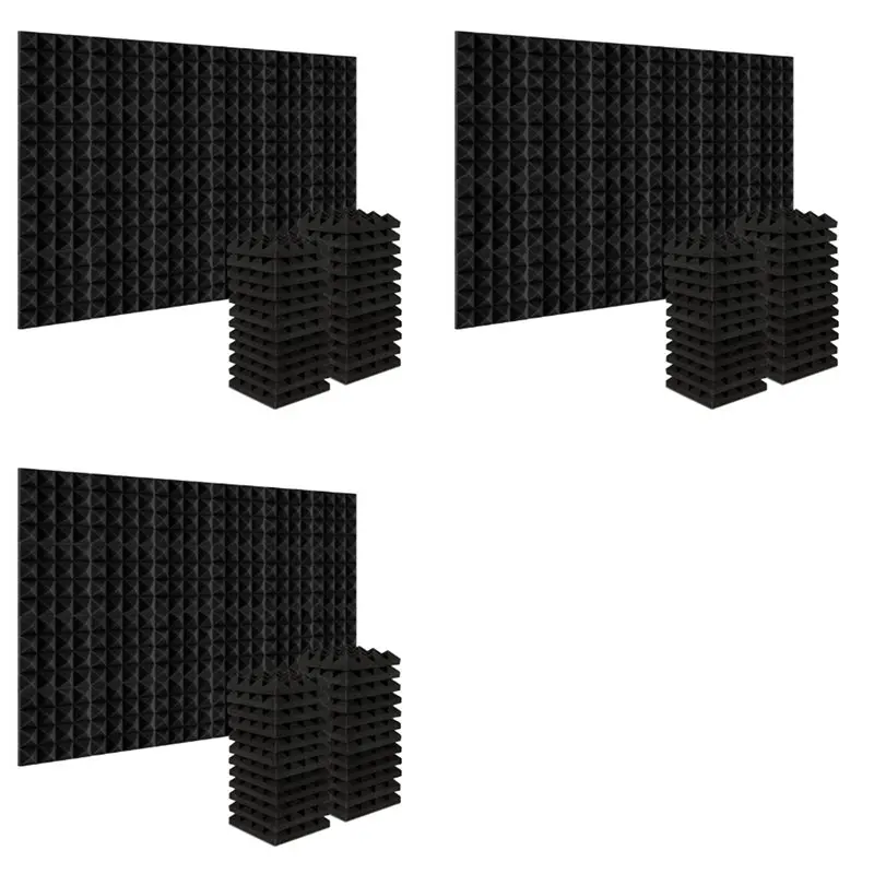 AAAF 72Pcs 25X25x5cm Studio Acoustic Soundproof Foam Pyramid Noise Insulation Sound Absorption Treatment Panels Black
AAAF 72Pcs 25X25x5cm Studio Acoustic Soundproof Foam Pyramid Noise Insulation Sound Absorption Treatment Panels Black