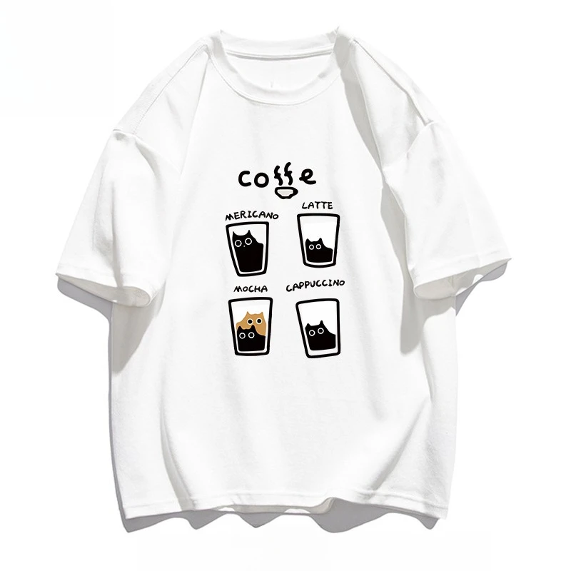 Motorcycle Coffee Meow Cotton T-Shirt Printed Summer Men and Women Couple Round Neck Loose Casual Easiest for Match
Motorcycle Coffee Meow Cotton T-Shirt Printed Summer Men and Women Couple Round Neck Loose Casual Easiest for Match