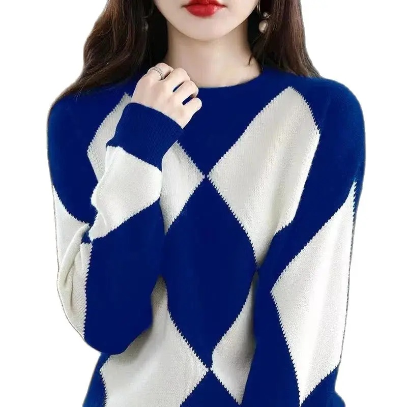 Fashion Women's Sweater Pullover New 2023 Autumn Winter Knitwear Tops Round Neck Contrast Color Knitted Bottoming Shirt Female
Fashion Women's Sweater Pullover New 2023 Autumn Winter Knitwear Tops Round Neck Contrast Color Knitted Bottoming Shirt Female