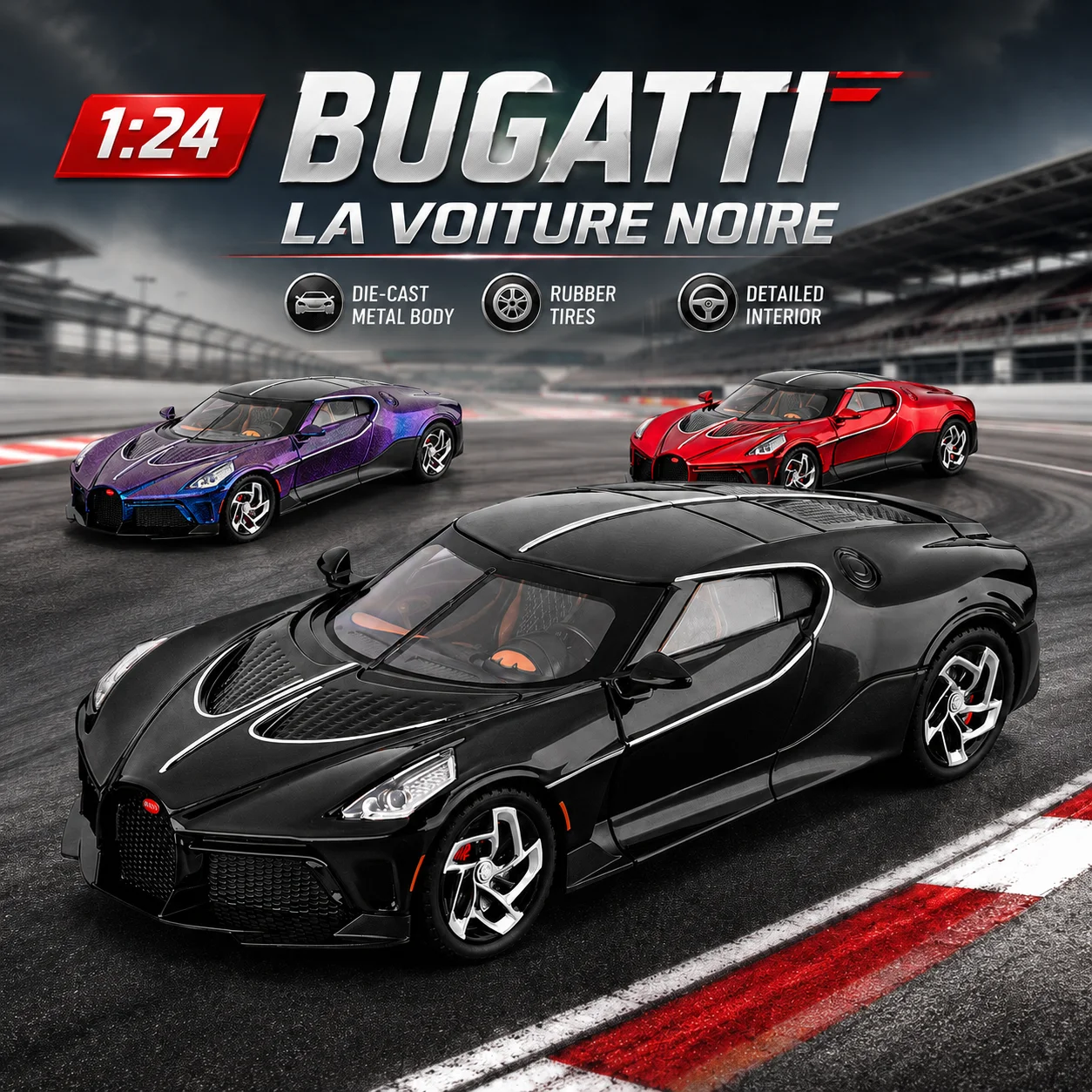 1/24 Bugatti La Voiture Noire Super Sport Racing Toy Car Diecast Metal Rally Miniature Sound & Light Gift Display Collection
1/24 Bugatti La Voiture Noire Super Sport Racing Toy Car Diecast Metal Rally Miniature Sound & Light Gift Display Collection