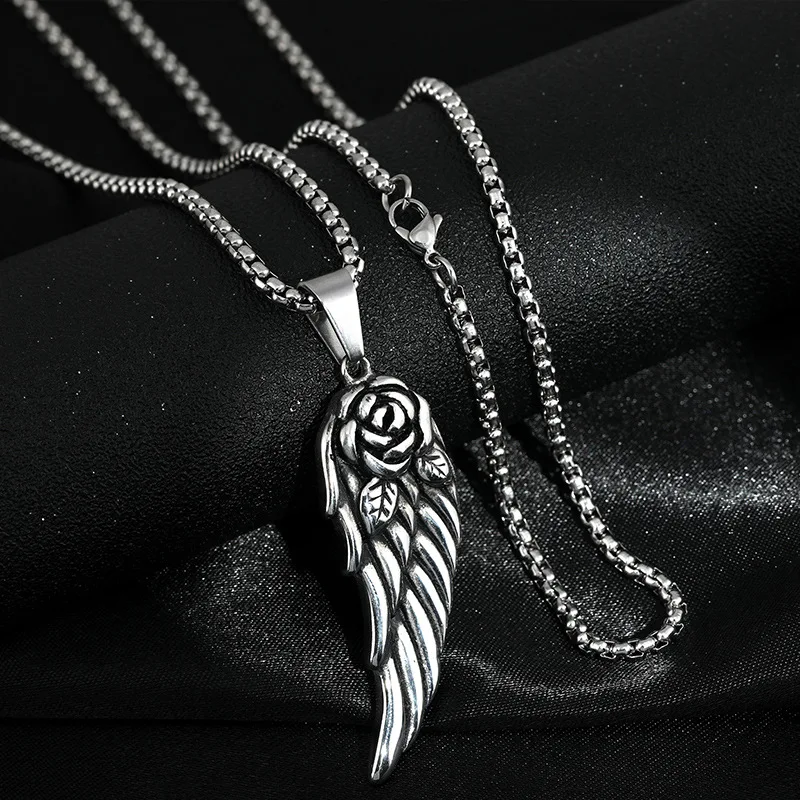 Retro angel wing necklace, men's titanium steel cast feather pendant, fashionable and individual necklace
Retro angel wing necklace, men's titanium steel cast feather pendant, fashionable and individual necklace