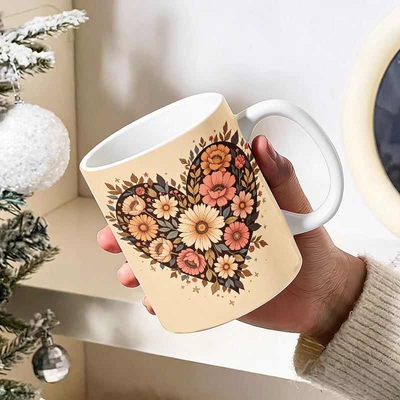 Vintage Floral Heart Full-Print Ceramic Mug with Handle, Creative Coffee Mug, Insulated Milk Cup, Office Tea Cup, Fade-Resistant
Vintage Floral Heart Full-Print Ceramic Mug with Handle, Creative Coffee Mug, Insulated Milk Cup, Office Tea Cup, Fade-Resistant