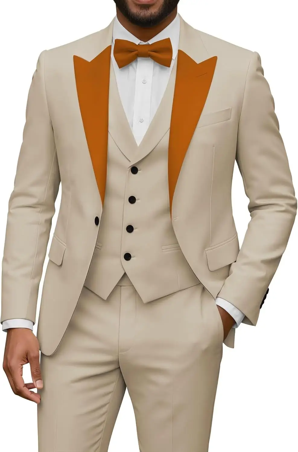Mens 3 Piece Suit Set Slim Fit Tuxedo for Men Suit for Men Peak Lapel Jacket Vest and Pants for Wedding Party Prom
Mens 3 Piece Suit Set Slim Fit Tuxedo for Men Suit for Men Peak Lapel Jacket Vest and Pants for Wedding Party Prom