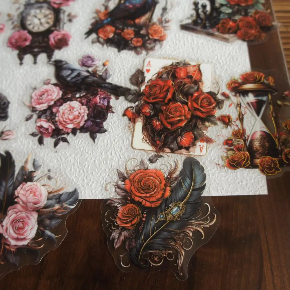 18pcs Gold Dark Thorn Rose Bird Candle Feather Pen Design PVC Sticker Scrapbooking DIY Gift Packing Label Decoration Tag
18pcs Gold Dark Thorn Rose Bird Candle Feather Pen Design PVC Sticker Scrapbooking DIY Gift Packing Label Decoration Tag