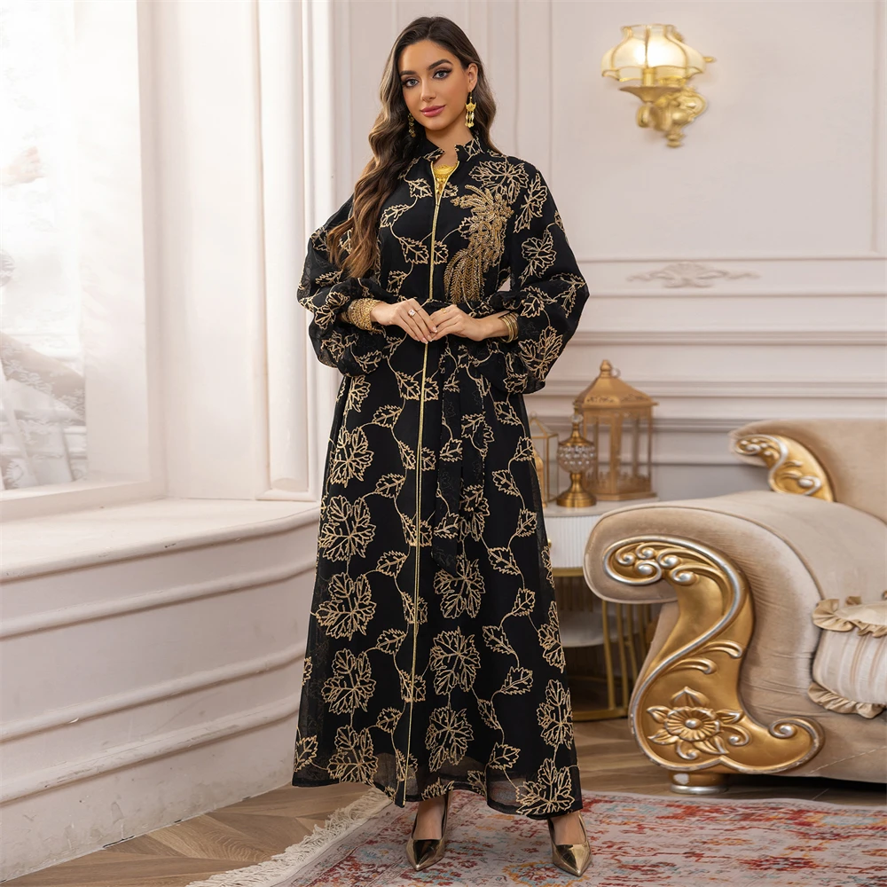 Muslim Women Embroidery 2 Piece Dress Set Party Dubai Abayas Ramadan Moroccan Kaftan Robe Suit 
Muslim Women Embroidery 2 Piece Dress Set Party Dubai Abayas Ramadan Moroccan Kaftan Robe Suit