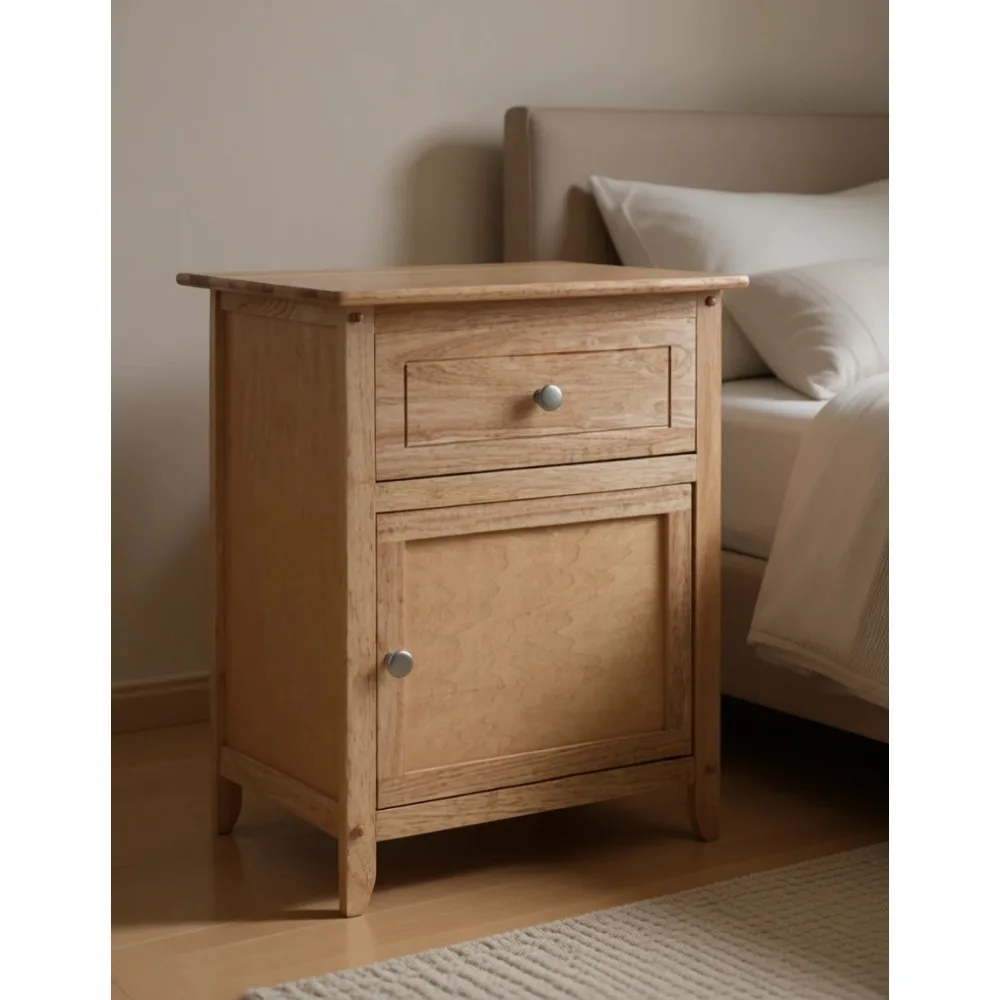 Composite Wood Nightstand in Natural Finish with Nickel Knob 25 x 18.9 x 14.96 Inch
Composite Wood Nightstand in Natural Finish with Nickel Knob 25 x 18.9 x 14.96 Inch
