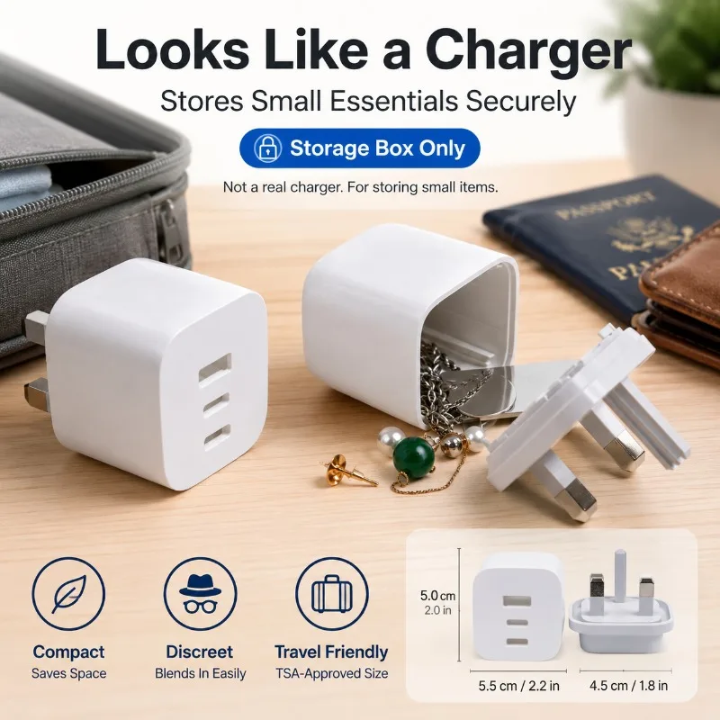 UK Plug Style Hidden Storage Box, Novelty Charger Look Stash Case for Cash Jewelry Keys Pills, Travel Desk Organizer Case White
UK Plug Style Hidden Storage Box, Novelty Charger Look Stash Case for Cash Jewelry Keys Pills, Travel Desk Organizer Case White