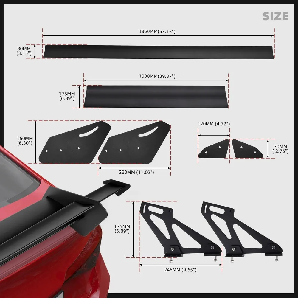 135cm Aluminum Sedan Rear Wing, Adjustable Double Deck Racing Spoiler BGW/JDM, GT Style Auto Accessories
135cm Aluminum Sedan Rear Wing, Adjustable Double Deck Racing Spoiler BGW/JDM, GT Style Auto Accessories