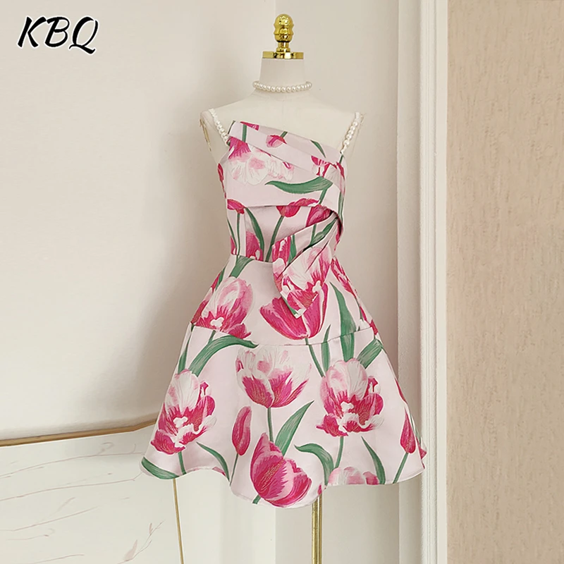 KBQ Hit Color Printing A Line Mini Dress For Women Irregular Collar Sleeveless High Waist Temperament Chic Floral Dress Female
KBQ Hit Color Printing A Line Mini Dress For Women Irregular Collar Sleeveless High Waist Temperament Chic Floral Dress Female