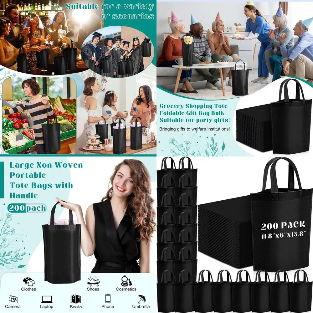 Large Foldable Non-Woven Shopping Bags with Handle, Portable Tote for Bulk Grocery Shopping, 11.8x6x13.8 Inch
Large Foldable Non-Woven Shopping Bags with Handle, Portable Tote for Bulk Grocery Shopping, 11.8x6x13.8 Inch