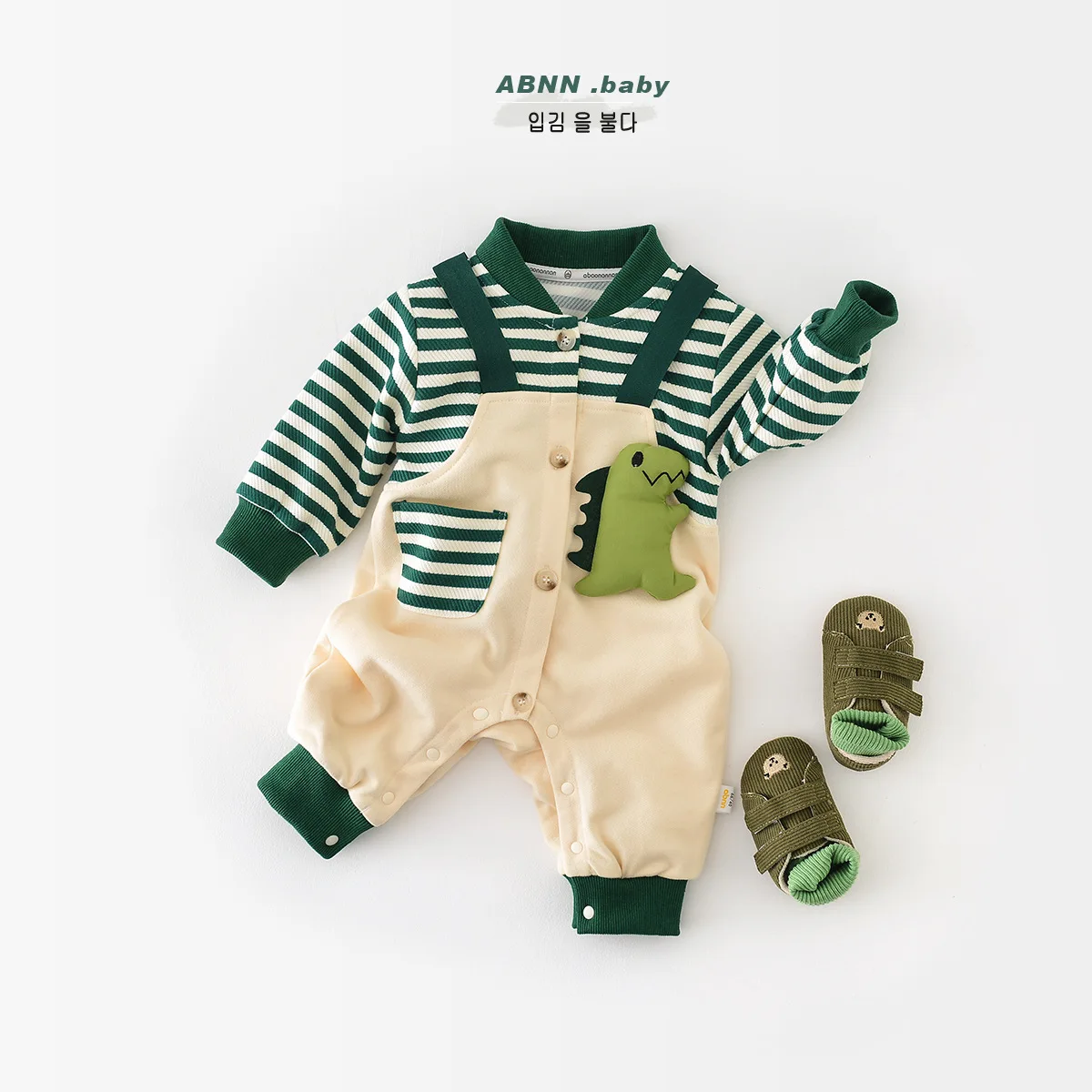 Newborn Baby Jumpsuit Baby Autumn Dress Long Sleeve Green Stripe Climbing Suit Fake Two Pieces 0-3 Years Old Fashionable
Newborn Baby Jumpsuit Baby Autumn Dress Long Sleeve Green Stripe Climbing Suit Fake Two Pieces 0-3 Years Old Fashionable