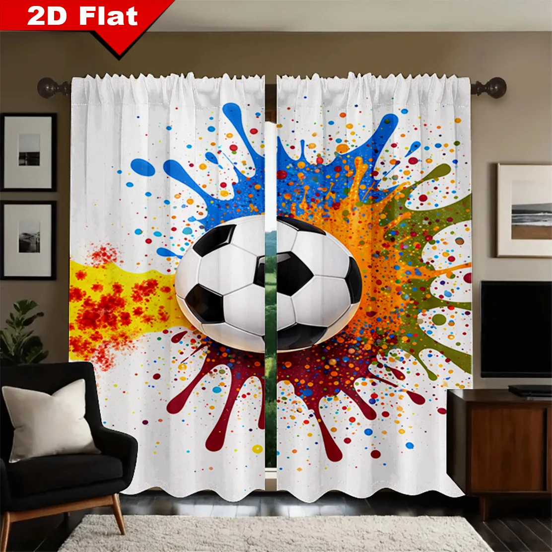 2pcs Black White Football Curtains 2D Flat Print Polyester Light Filtering Rod Pocket Living Room Bedroom
2pcs Black White Football Curtains 2D Flat Print Polyester Light Filtering Rod Pocket Living Room Bedroom