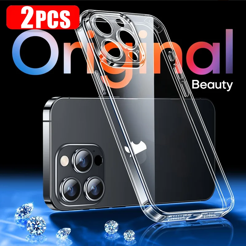 2Pcs Luxury Ultra-thin Clear shockproof Soft Phone Case for iPhone 16 15 14 13 12 11 Pro Max Plus iPhone protector Silicone Case
2Pcs Luxury Ultra-thin Clear shockproof Soft Phone Case for iPhone 16 15 14 13 12 11 Pro Max Plus iPhone protector Silicone Case