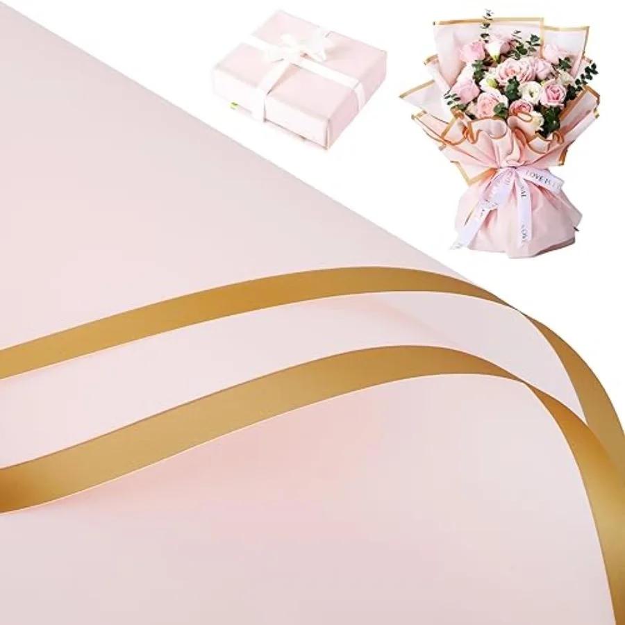 Pink Flower Wrapping Paper Bouquet Paper with Gold Border Design, Korean Paper Style, Waterproof Floral Flower Bouquet Gift Wra
Pink Flower Wrapping Paper Bouquet Paper with Gold Border Design, Korean Paper Style, Waterproof Floral Flower Bouquet Gift Wra