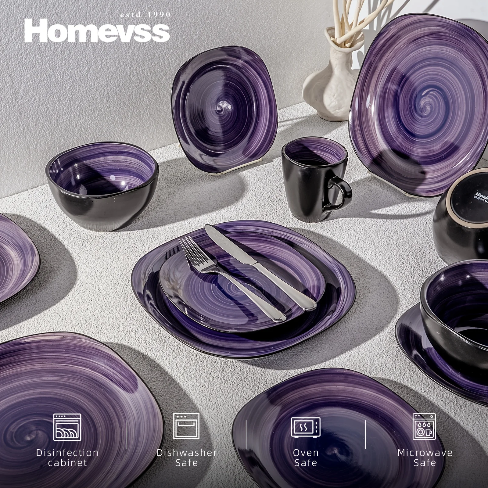 16pcs Square Tableware Set - Artfully Hand-Brushed, Colorful And Black-Trimmed Square Plates And Bowls Set, 4-Person Tableware S
16pcs Square Tableware Set - Artfully Hand-Brushed, Colorful And Black-Trimmed Square Plates And Bowls Set, 4-Person Tableware S