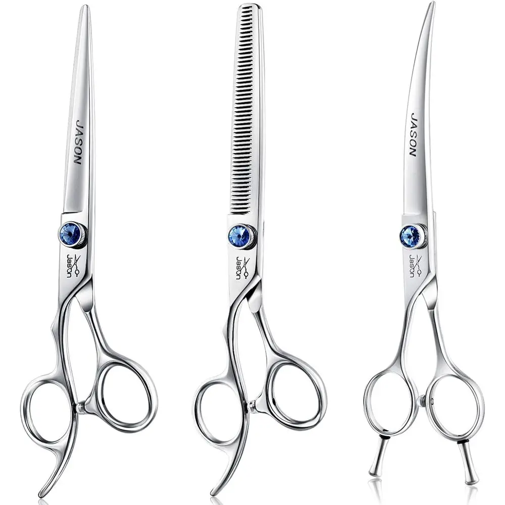 7 Dog Grooming Scissors Set, 3-in-1 Ergonomic Blending, Curved, Straight, Cat Pet Hair Trimming Thinning Professional Kit with O
7 Dog Grooming Scissors Set, 3-in-1 Ergonomic Blending, Curved, Straight, Cat Pet Hair Trimming Thinning Professional Kit with O
