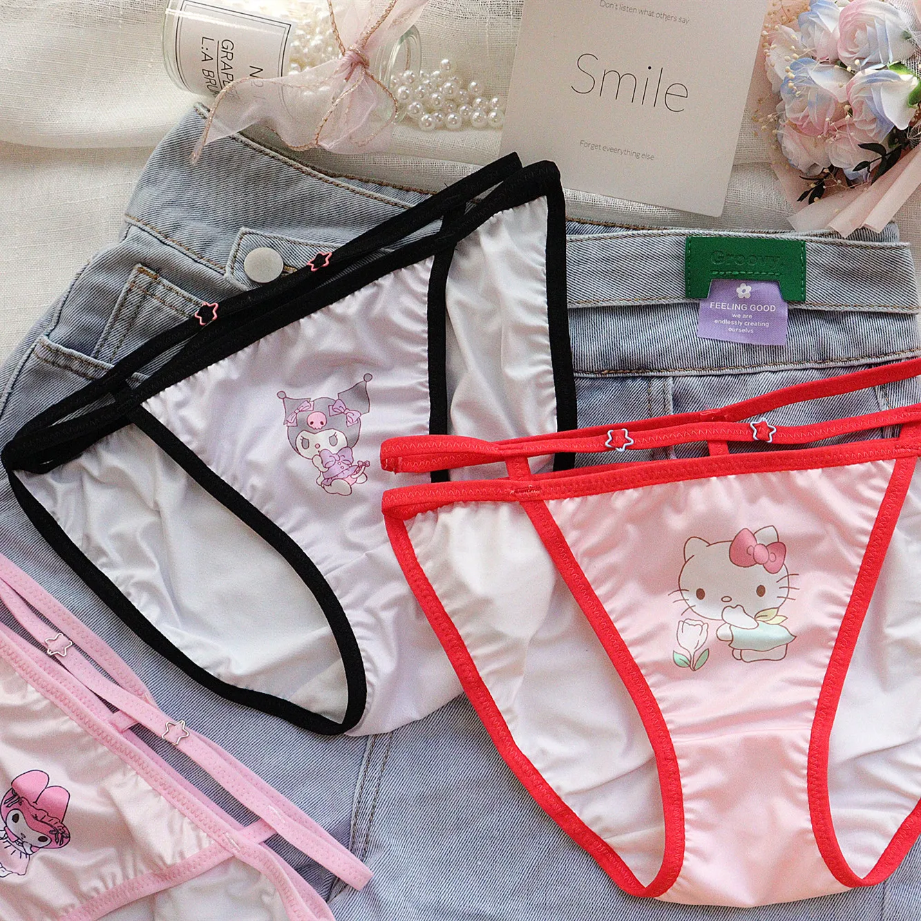Cute Hello Kitty Kuromi Panties Kawaii Low Waist Briefs Soft Ice Silk Underwear for Girls Sweet Lingerie Girl Gift
Cute Hello Kitty Kuromi Panties Kawaii Low Waist Briefs Soft Ice Silk Underwear for Girls Sweet Lingerie Girl Gift