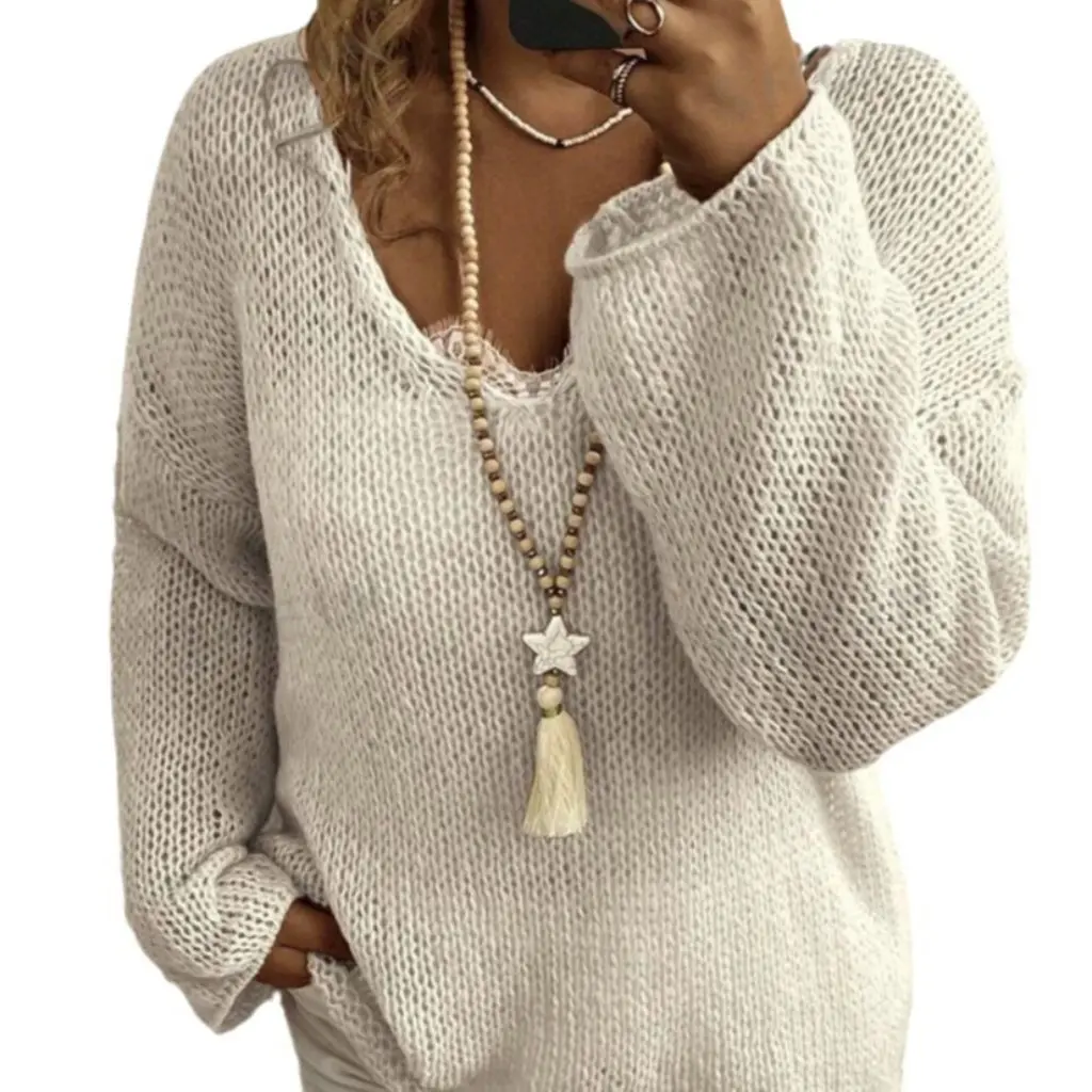 Women's Slim Fit V-Neck Long Sleeve Sweater Solid Color European American Style Basic Knitwear Casual Trendy Base Shirt
Women's Slim Fit V-Neck Long Sleeve Sweater Solid Color European American Style Basic Knitwear Casual Trendy Base Shirt