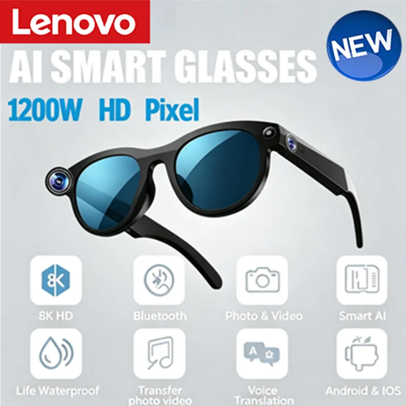 Lenovo Smart AI Glasses 1200W Camera 8K HD Color Changing Bluetooth Call Music Control ChatGPT4.0 Voice Assistant Translate 2026
Lenovo Smart AI Glasses 1200W Camera 8K HD Color Changing Bluetooth Call Music Control ChatGPT4.0 Voice Assistant Translate 2026
