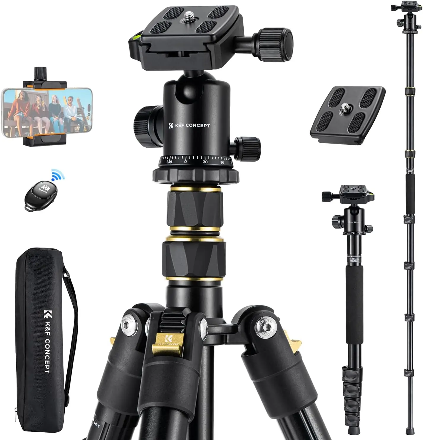 72" Aluminum Camera Tripod, Lightweight Foldable Travel Stand with Remote & Quick Release Plate for DSLR and Phone
72" Aluminum Camera Tripod, Lightweight Foldable Travel Stand with Remote & Quick Release Plate for DSLR and Phone