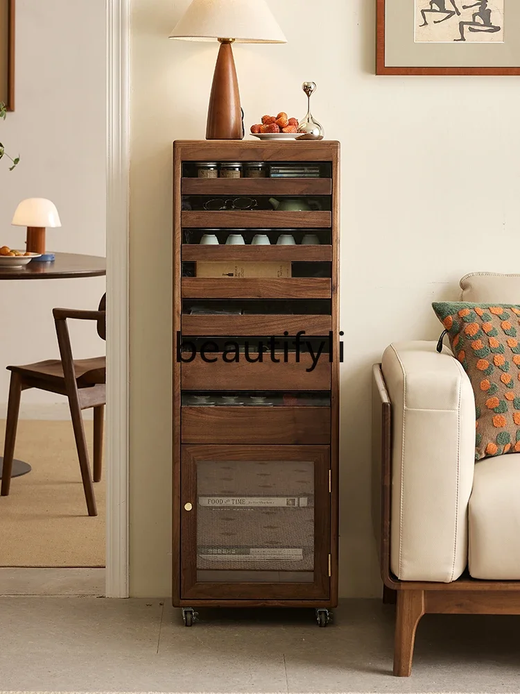 North American black walnut Nordic simple storage cabinet household living room solid wood locker7446
North American black walnut Nordic simple storage cabinet household living room solid wood locker7446