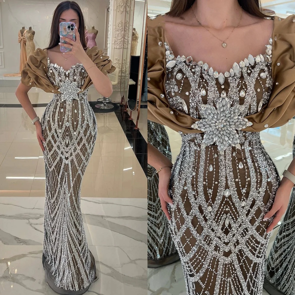 Luxury Evening Dresses Sequins Crystal Prom Dress Rhinestone Mermaid Ruffle Sleeves Slim Party Gowns Vestidos De Noche
Luxury Evening Dresses Sequins Crystal Prom Dress Rhinestone Mermaid Ruffle Sleeves Slim Party Gowns Vestidos De Noche