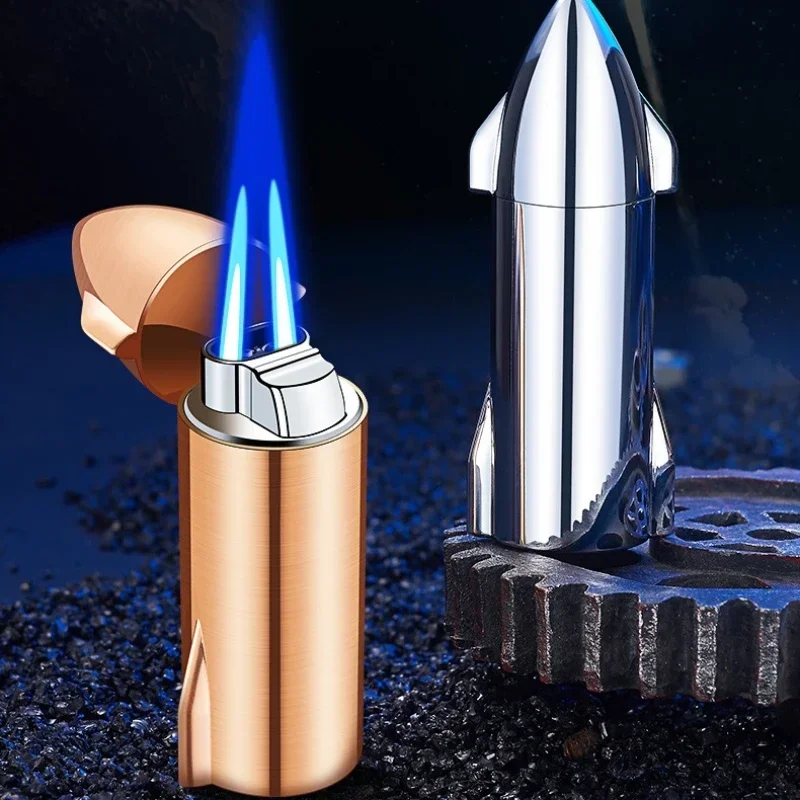 Metal Rocket Shaped Windproof Double Jet Blue Flame Butane Gas Lighter Bottom Cigar Knife Portable Funny Cigar Lighters Smoking
Metal Rocket Shaped Windproof Double Jet Blue Flame Butane Gas Lighter Bottom Cigar Knife Portable Funny Cigar Lighters Smoking