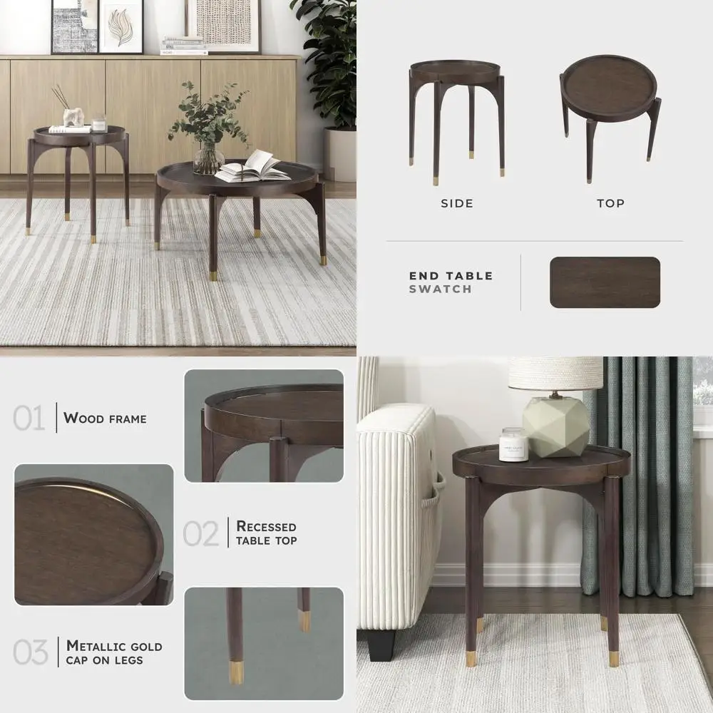 Gold Metal Accented 36 Diameter Birch Wood Round Side Table for Modern Living Rooms, Easy Assembly, Rich Brown Finish
Gold Metal Accented 36 Diameter Birch Wood Round Side Table for Modern Living Rooms, Easy Assembly, Rich Brown Finish