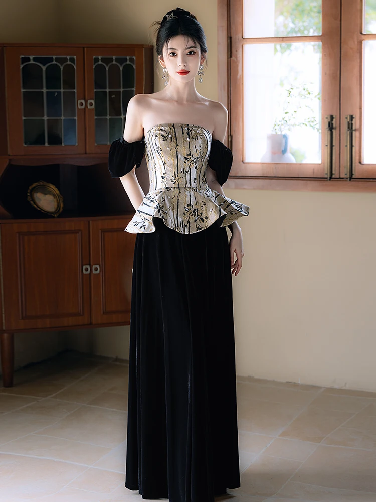 Ele Bla Velvet Evening Dr Sexy Strapl Gown for Year End Par Host Korean Sle Long Floor Length Dr
Ele Bla Velvet Evening Dr Sexy Strapl Gown for Year End Par Host Korean Sle Long Floor Length Dr