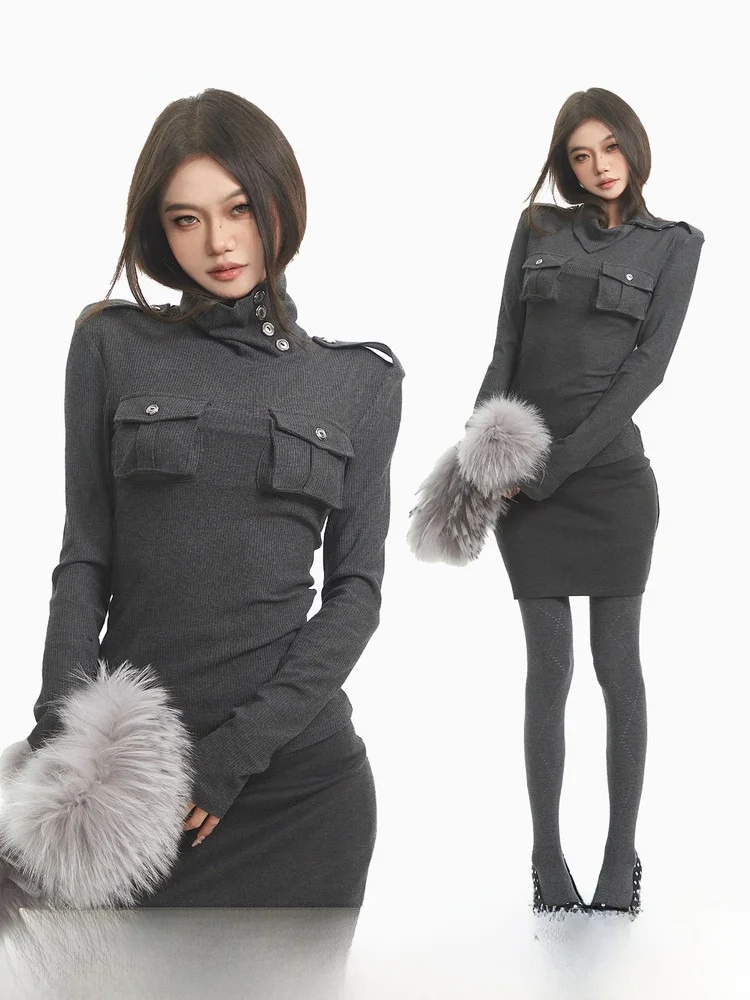 CCUP SPACE Korean Sle High Collar Long Sve Knitted T-irt Women's Slim Fit Base Layer Top ey Vintage for Autumn Winter
CCUP SPACE Korean Sle High Collar Long Sve Knitted T-irt Women's Slim Fit Base Layer Top ey Vintage for Autumn Winter