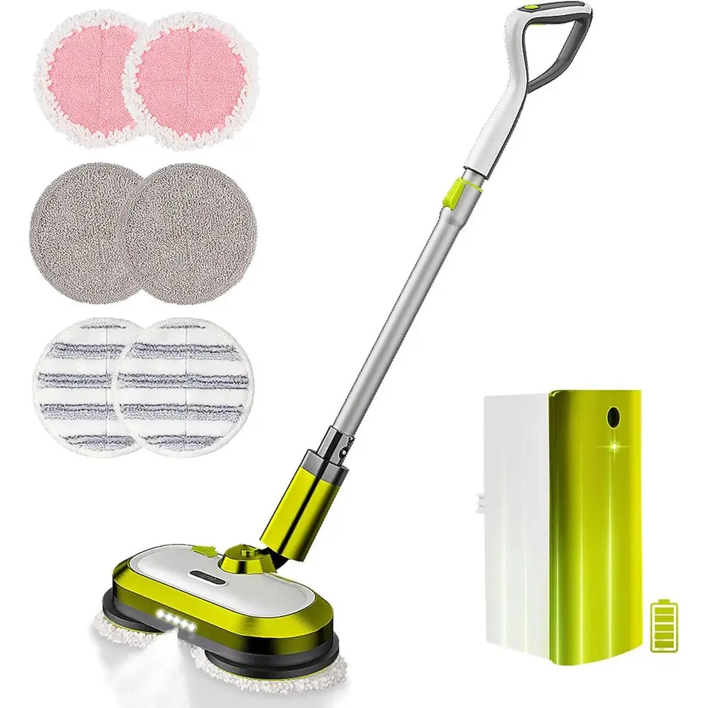 Rechargeable Spin Mop with Water Spray, Detachable Battery, LED Lights, Washable Pads for Tile, Hardwood, and Marble Floor Clean
Rechargeable Spin Mop with Water Spray, Detachable Battery, LED Lights, Washable Pads for Tile, Hardwood, and Marble Floor Clean